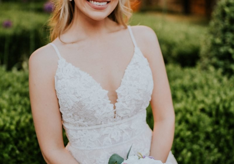 Detail of a bride's lace wedding gown during her Northwest Arkansas bridal session