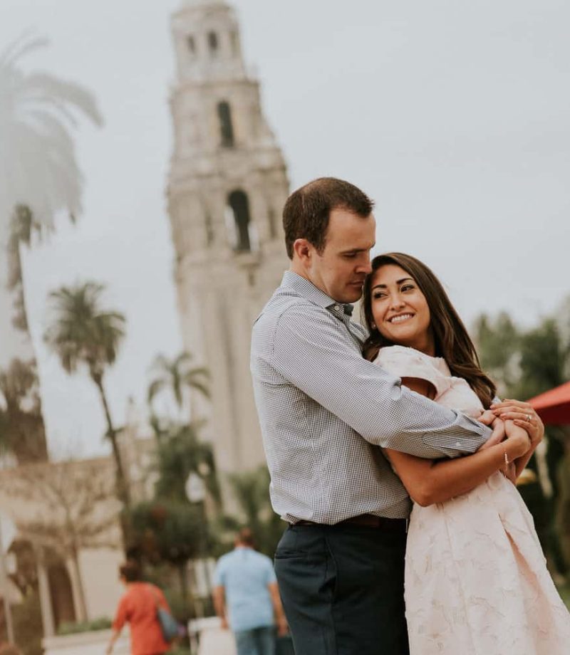 engagement session at Balboa park couple in love